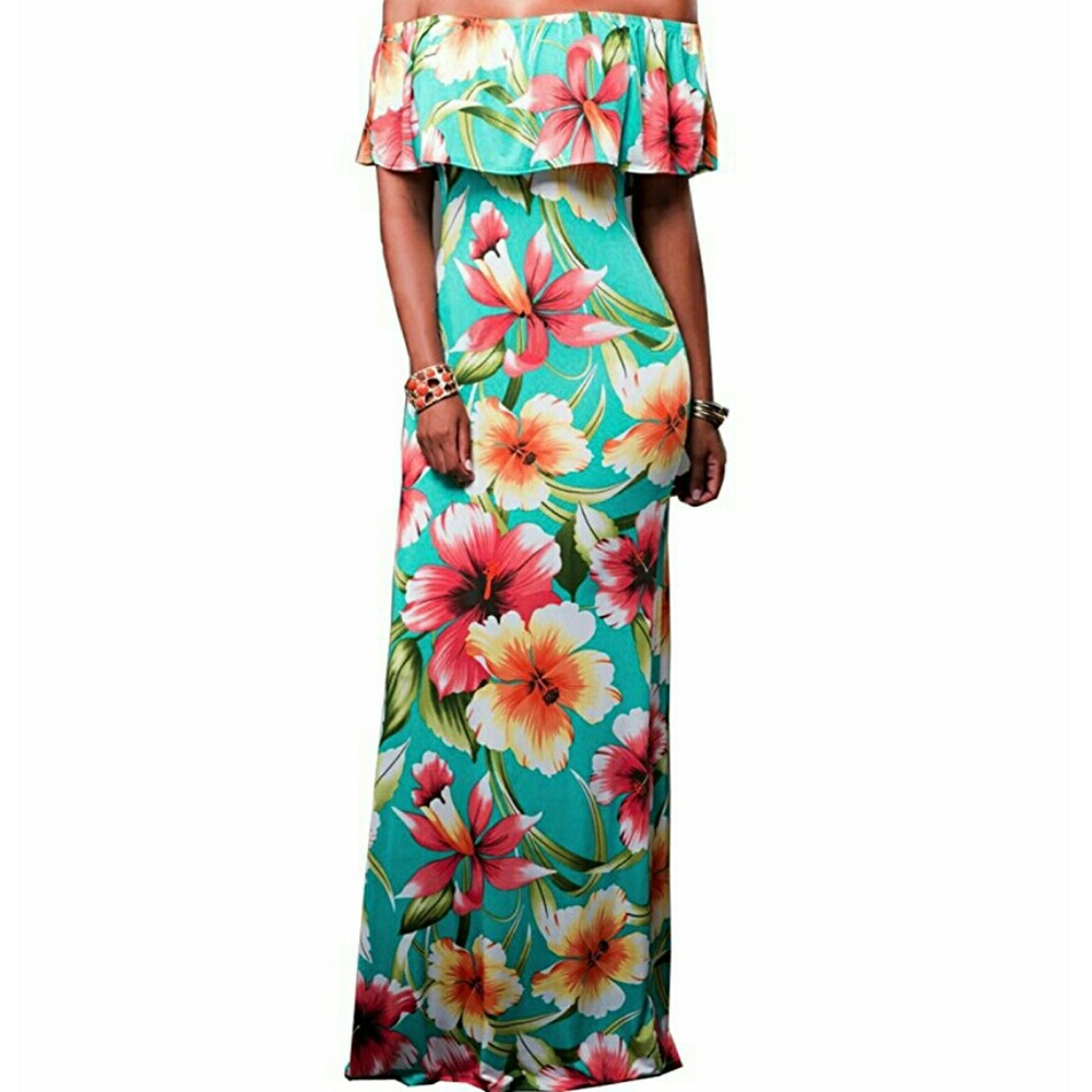 Ruffle floral maxi dress